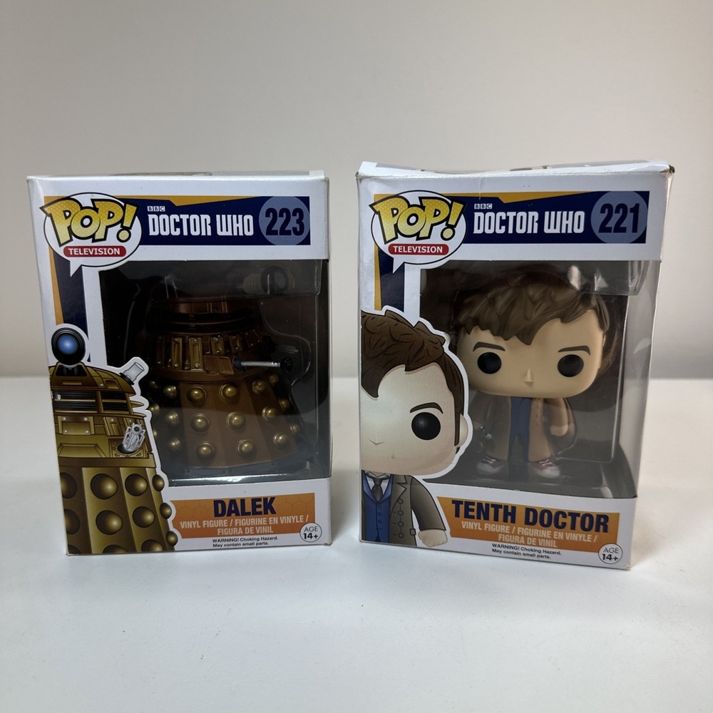 Funko Pop Doctor Who Lot #221 Tenth Doctor + #223 Dalek W/ Box